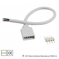 Conector 4 Pin con Cable Redondo para Tiras LED RGB 33 cm